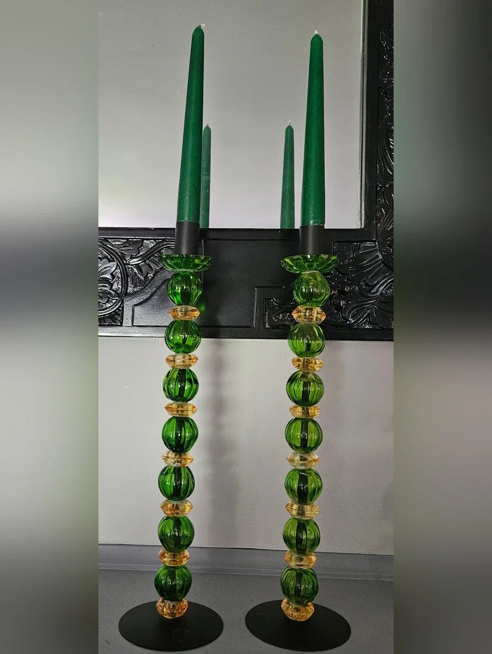 Ganz Glass Beaded Candle Stick Holders